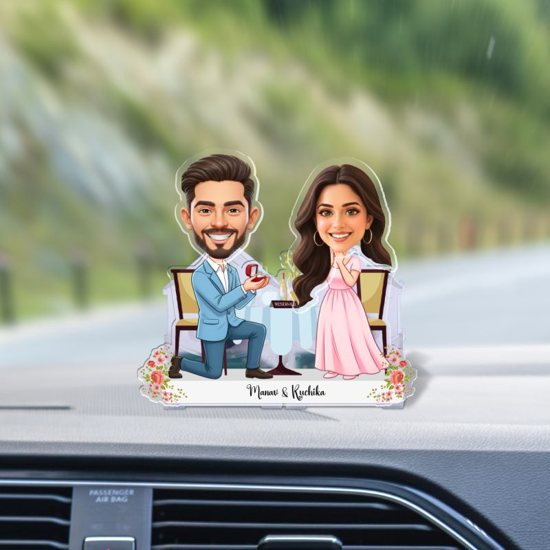 Personalized Booblehead Caricature Battery Powered with Shaking Head Feature Marriage Purpose Gift for Girlfriend Gift for Engagement & Valentines Day Tabletop & Car Dashboard